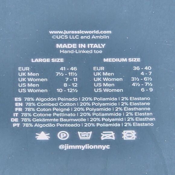 Jurassic World x Jimmy Lion Socks 4-Pack Men's 4.5-7.5 Women's 6-9 - Picture 4 of 4